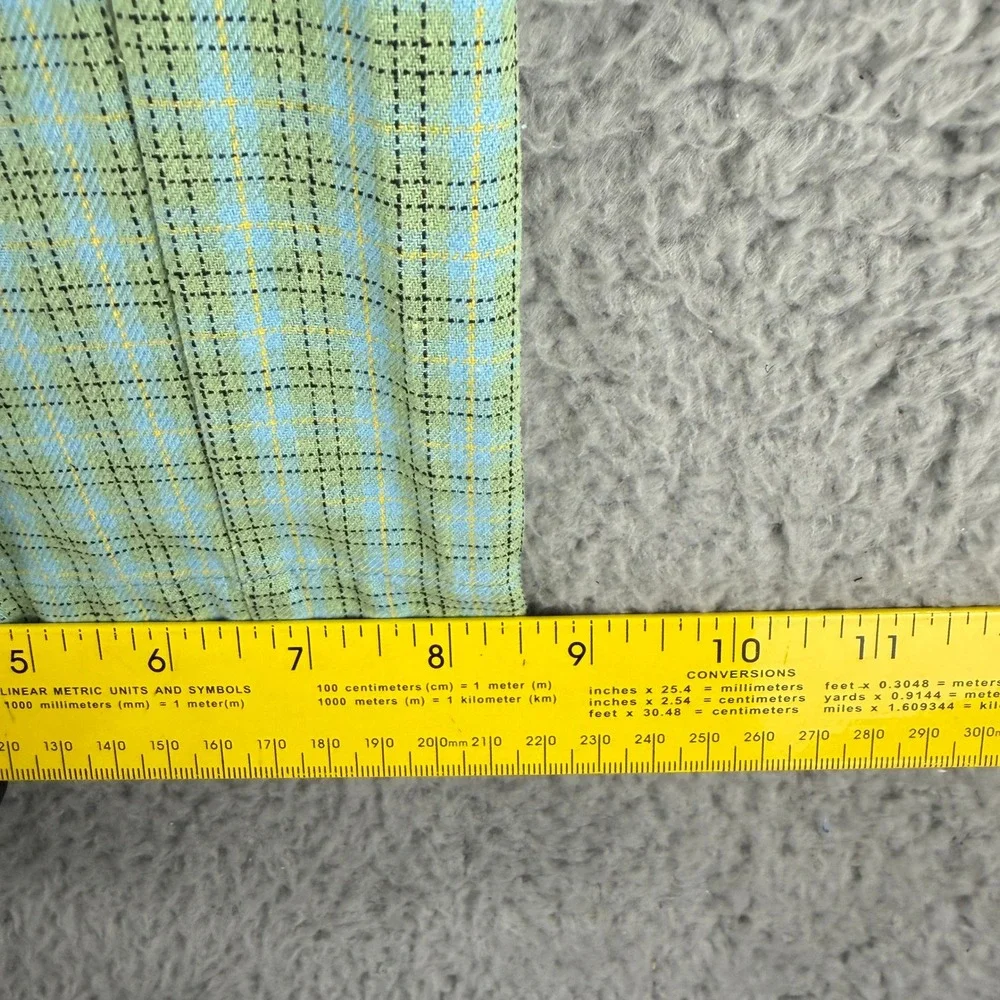 Obey Plaid Pleated Pants Mens 36 Green Blue Skate Streetwear Wide Leg Trousers